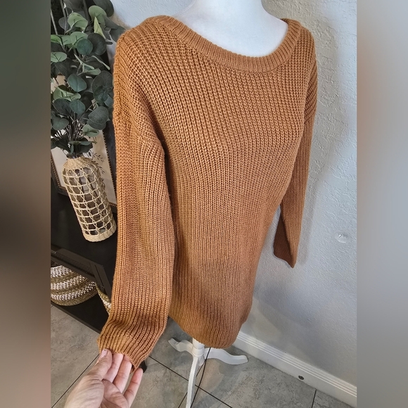 Lulus Women's Bringing Sexy Back Camel Backless Sweater Dress S - Picture 4 of 8